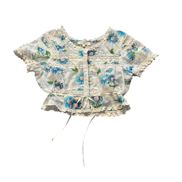 LoveShackFancy Tops - LoveShackFancy vintage inspired floral shirt blouse top Size M Love Shack Fancy
